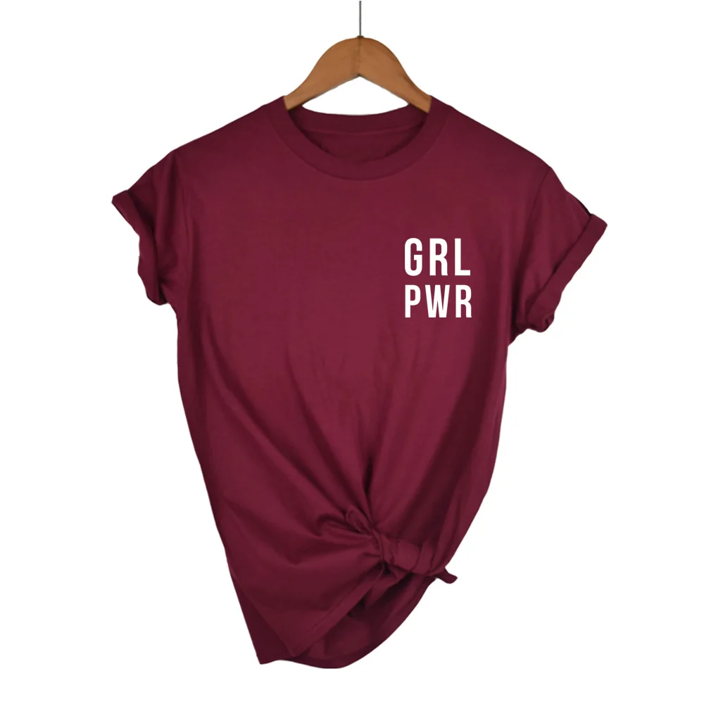 Футболка grl pwr футболка для девочек женская топы летняя с цитатами Повседневная