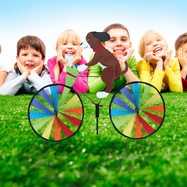 Forró Értékesítés Aranyos 3D -S Állati Macska És Kutya A Kerékpár Szélmalom Szélfutó Forgókert Kerti Gyep Udvari Dekoráció - Image 5