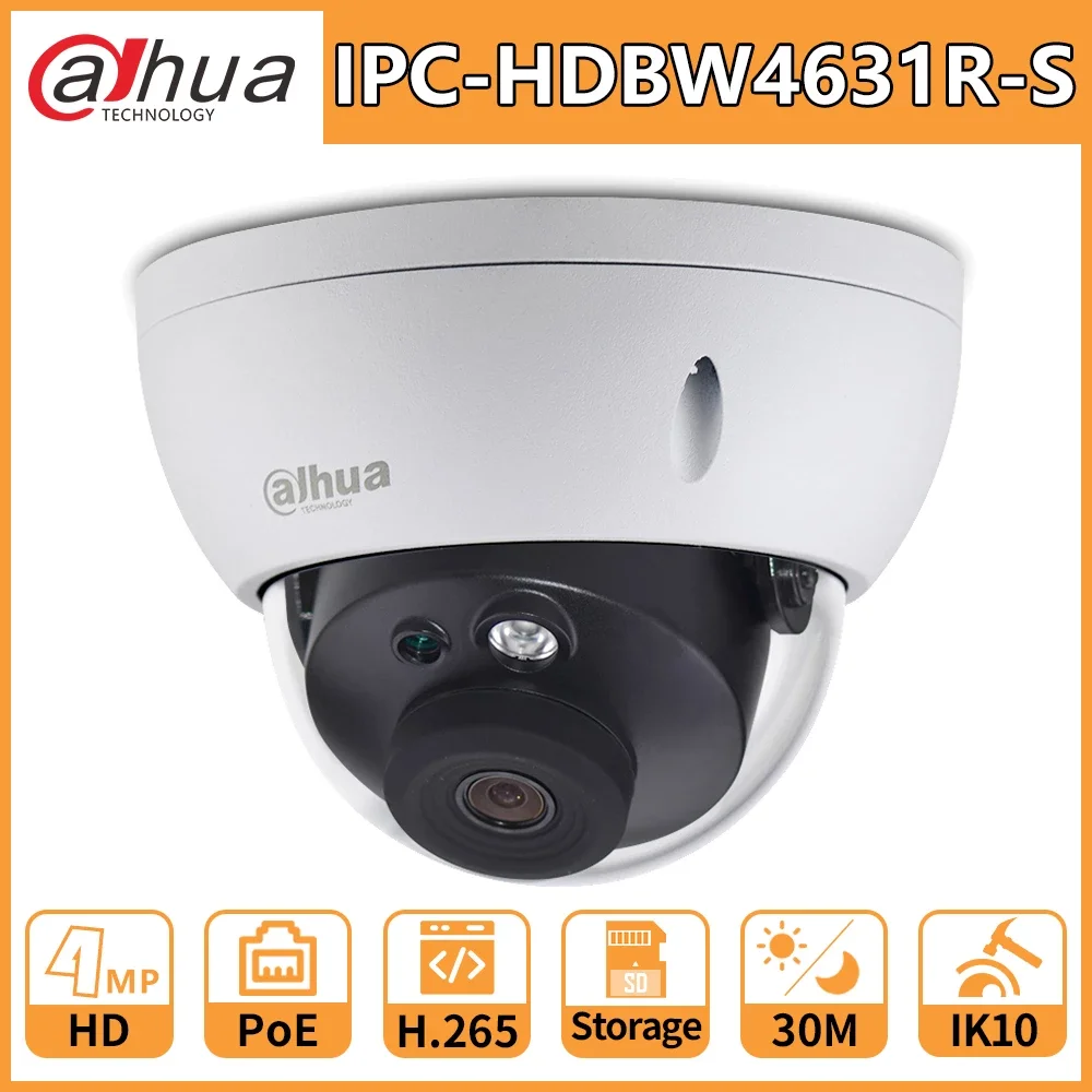 Dahua IPC-HDBW4631R-S 6 МП POE ip-камера поддержка 30 м IR IK10 IP67 H.265 SD слот для карт WDR обновление с