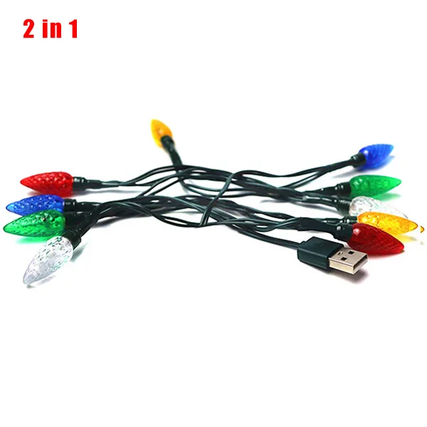 Счастливого Рождества светильник светодиодный USB кабель зарядное устройство светильник ing шнур светодиодный Android телефон зарядный кабель HSJ-19 - Цвет: 2 in 1