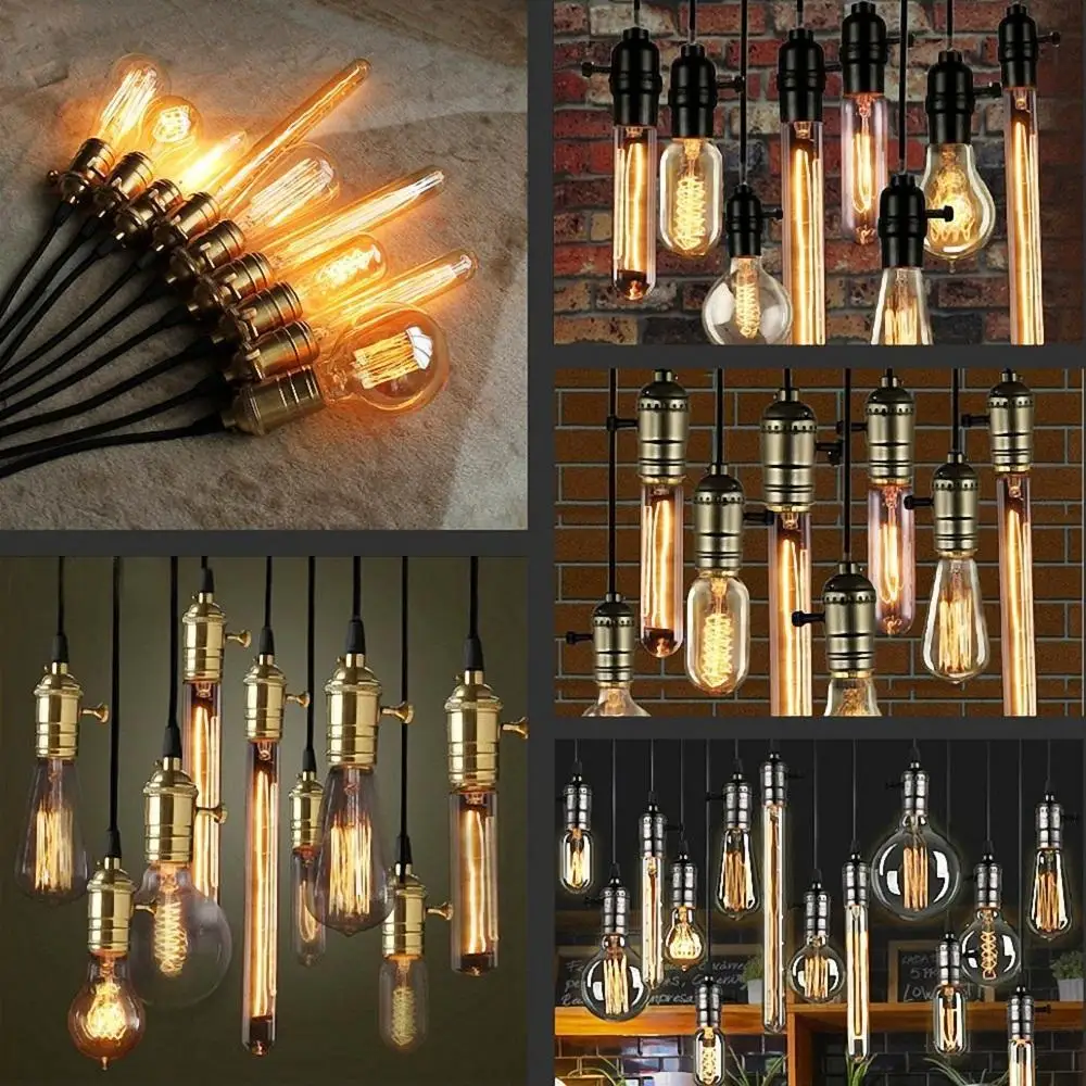 Lamp Holder Retro Vintage E26 E27 Screw Bulb Socket Aluminum Shell With Switch Pendant Lighting Lampholder Ceiling Light Base