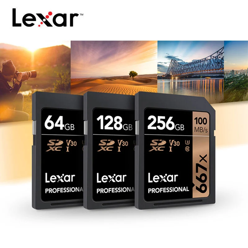 Lexar Профессиональный 667x SDXC UHS-I sd-карты до 100 МБ/с. V30 C10 64 Гб 128 ГБ 256 Гб карта памяти для Full-HD 3D и 4K видео Камера