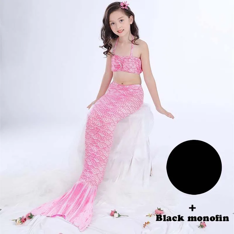 

Hot Children Swimming Mermaid Tail With Monofin Cosplay Costume Girls Kids Swimsuit Ariel Swimmable Mermaid Tails for Swimming