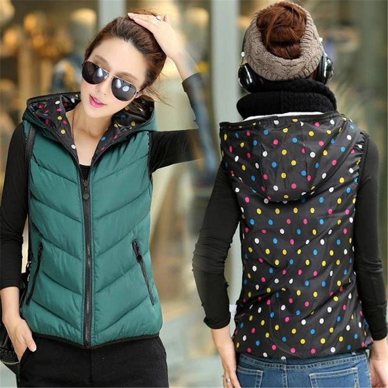 

Spring Plus Size Hooded Down Vests Female Down Vest Abajo Waistcoat Woman Double-sided Wear Oversize Bas Jackets Abajo Parkas