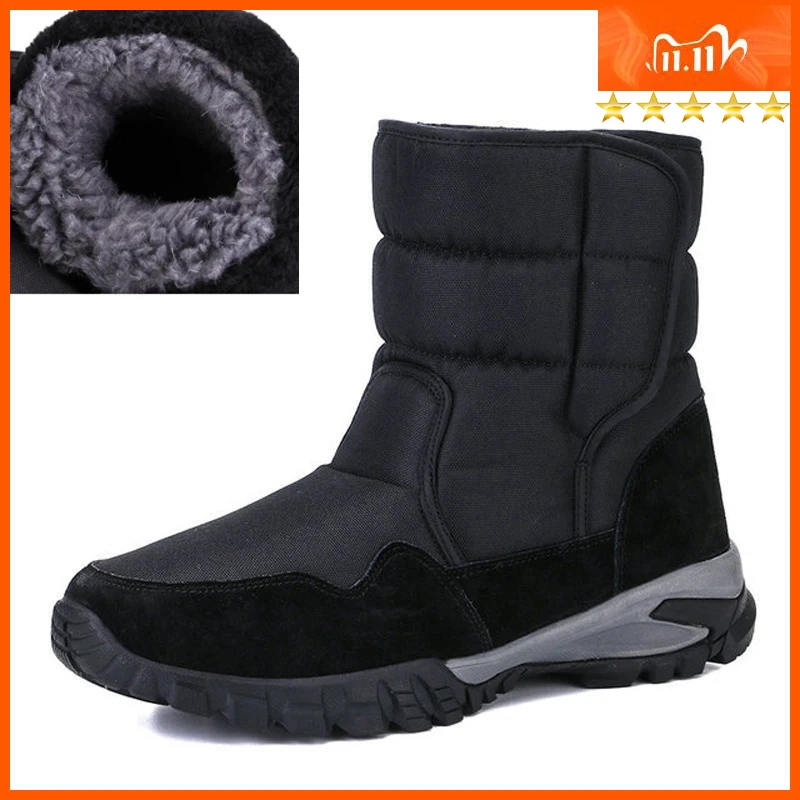 Winter Shoes Snow-Boots Waterproof Big-Size Non-Slip Thicken-Fur 40-48 Men
