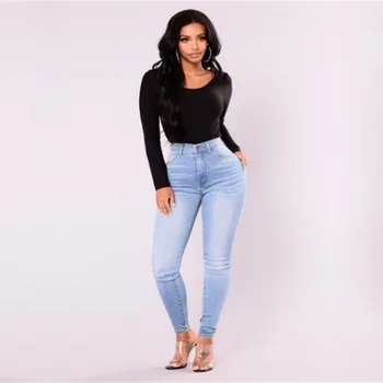 

Womens Denim Jeans Slim Jeggings High Waist Trousers Stretch Skinny Pencil Pants