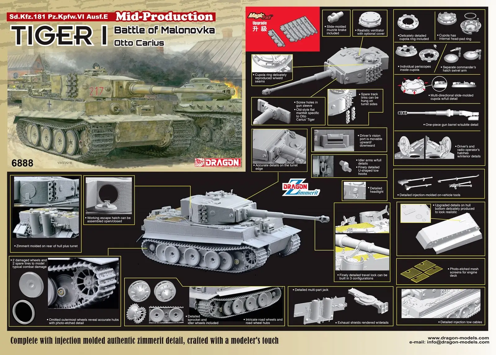 181 Wittmann/'s Last Tiger DRAGON 6800 1//35 Pz.Kpfw.VI Ausf.E Sd.Kfz