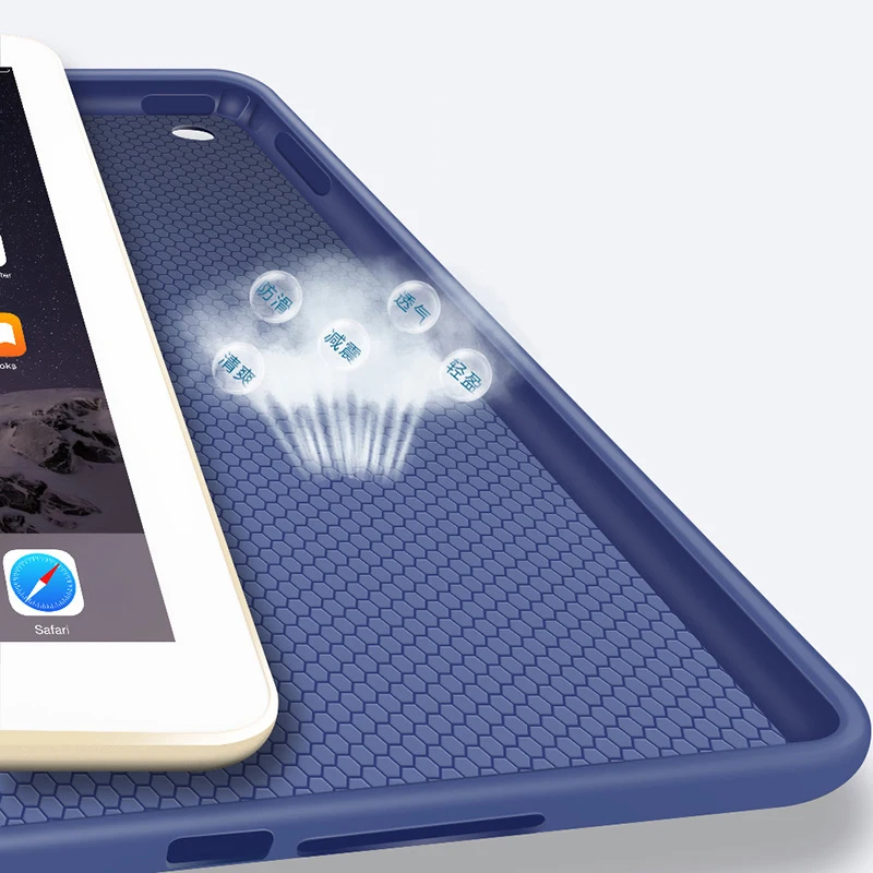 Силиконовый чехол для iPad 7 поколения, 10,2 дюймов,, планшет, умный чехол A2197 A2200, трехслойный чехол, защитный чехол с функцией автоматического сна/пробуждения HY002