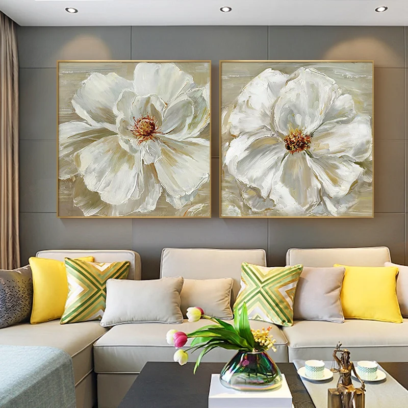

Hand-painted Oil Painting Decorative Abstract Floral Backdrop Nordic Combined Living Room Paintings Painted Bedroom