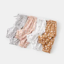 Противомоскитные штаны для малышей, лето, новые стильные тонкие штаны для девочек 0-1 лет, верхняя одежда в Корейском стиле для малышей, Капри