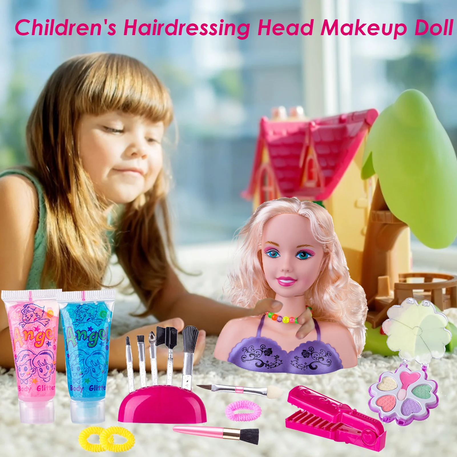 35 Piece Kids Hairdressing Makeup Dolls Non-Innovative Toy Simulation Dolls Princess Hairdressing Dolls Toys Girls Playset 4
