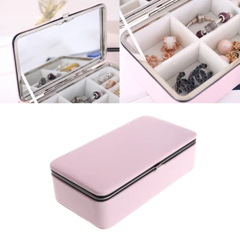 

Hot 2020 Jewelry Box Organizer Case Ring Earring Necklace Mirror Storage Faux Leather Gift