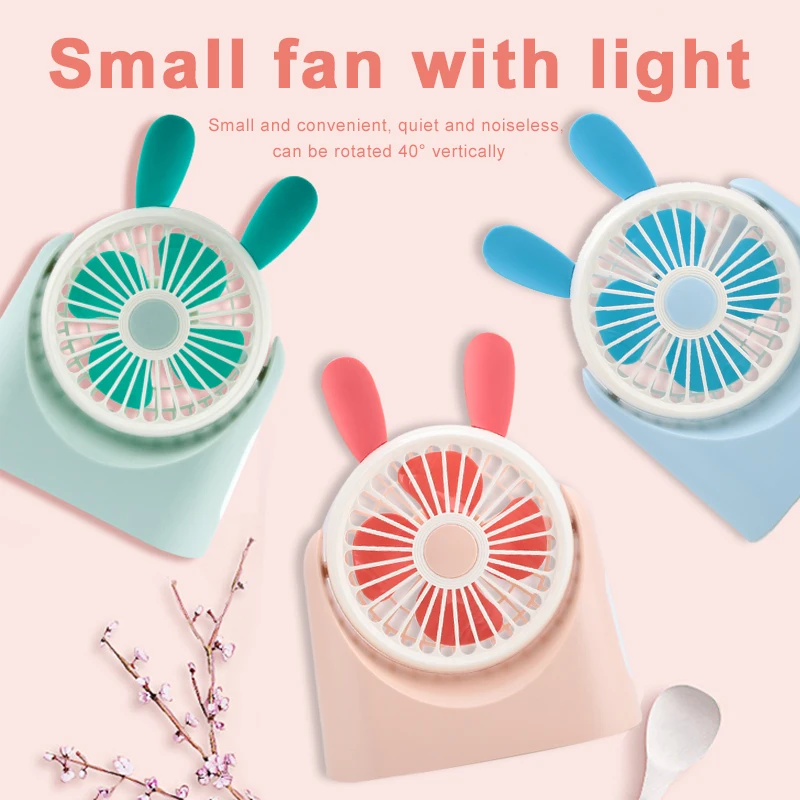 Pocket Fan Folding Fan Air Cooler ABS+TPE Mini Portable Cute with Light Desktop Summer Gift Travel