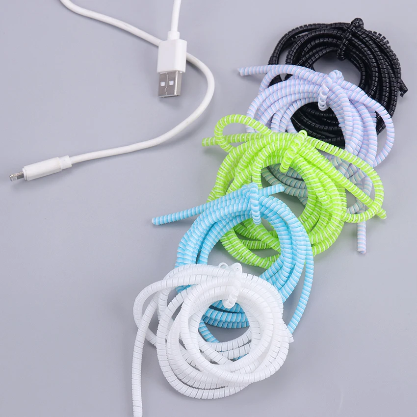 1.4m Color Phone Wire Cord Rope Protector Spring Protection Rope For USB Charging Cable Earphone Data Bobbin Winder