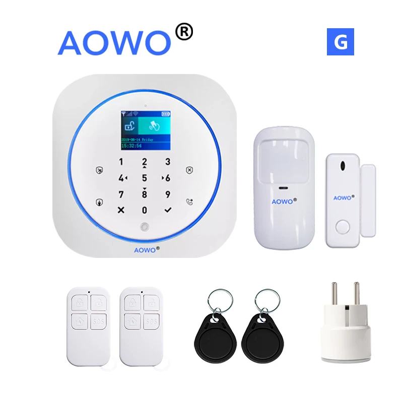 package G Wi-Fi Tuya Alarm Alexa для домашней безопасности с Google Home Hub APP Голосовое управление ip-камера мониторинг проникновения RFID lcd Touch - Цвет: package G