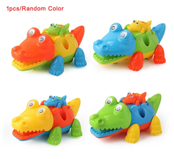 Разборка DIY игрушки для сборки животных динозавров Детские Ранние развивающие блоки игрушки с сборкой отвертки игрушки из орехового дерева для детей - Цвет: Crocodile