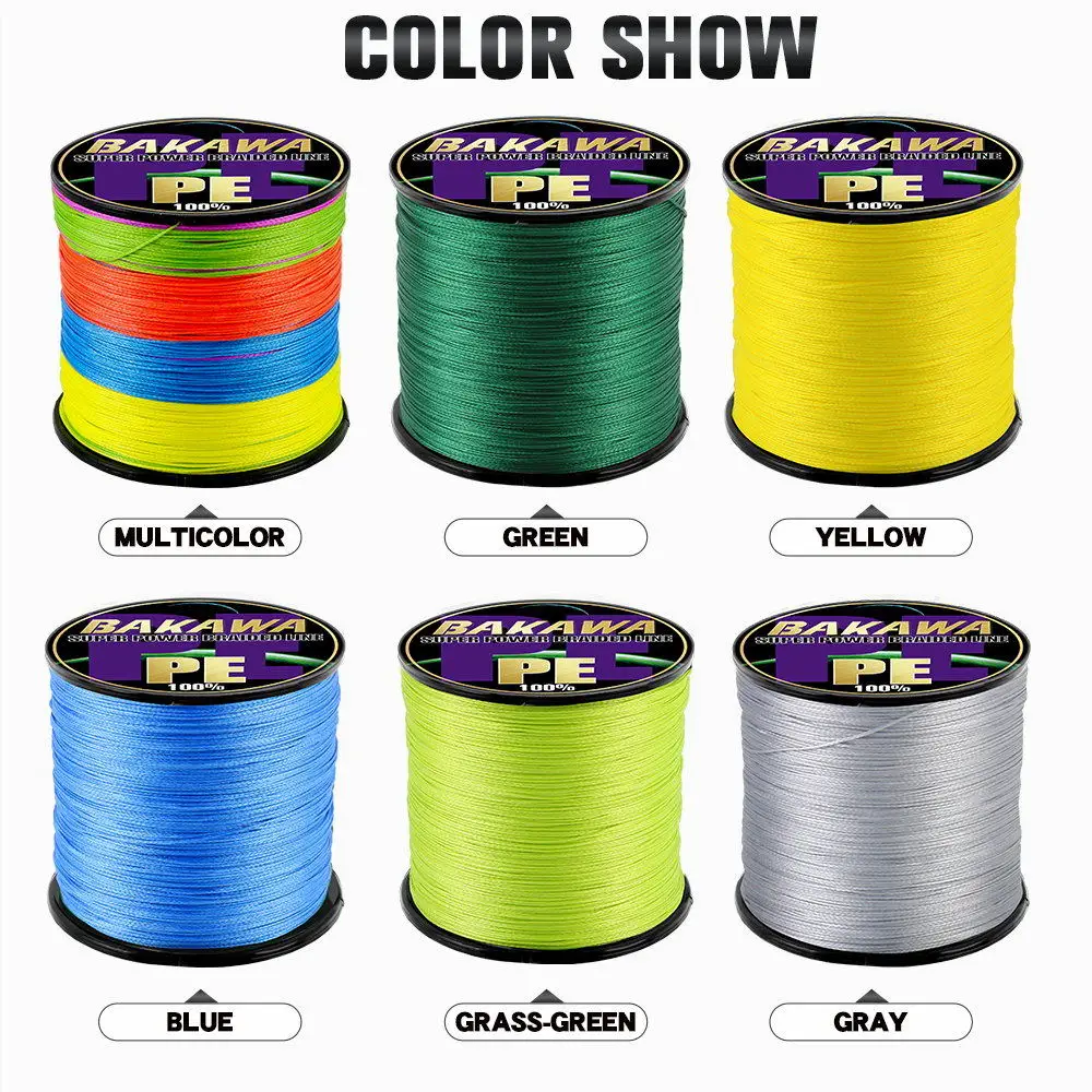 BAKAWA 8 Strands 1000M 500M 300M Braided Fishing Line Multifilament Pesca  Carp Super Strong Weave Sea Saltwater Extreme 100% PE