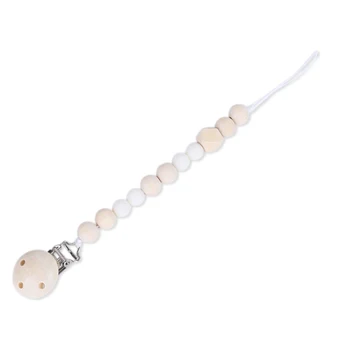 

Baby Pacifier Clip Chain Wooden Beads Dummy Clip Safe Teething Chain Baby Teether Eco-Friendly Pacifier Clips Holder Chain Handm