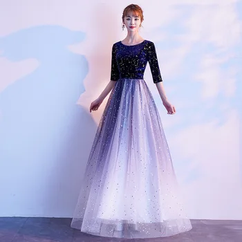 

Bridesmaid Bridesmaid Dresses Long Song Chorus Performance Dress Female Long 2020 New Middle-aged And Old Adult Host Evening