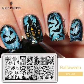 

BORN PRETTY Halloween Rectangle Stamp Plates 12*6cm Nail Art Image Stamping Template Celebration BPX-L007