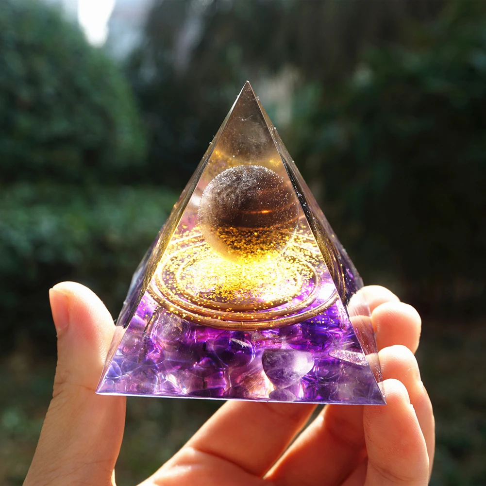 Selenite Crystal Orgonite Pyramid Meditazione Generatore Di Energia Tormalina 