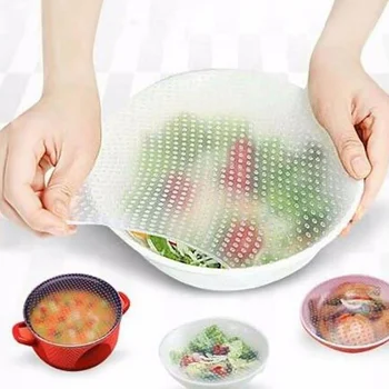

1pcs Sealed Silicone Cling Film Fresh Food Cover Wrap Kitchen Stretch Fresh Keeping Container Kitchen Tool Lid Wrap Vacuum Cover