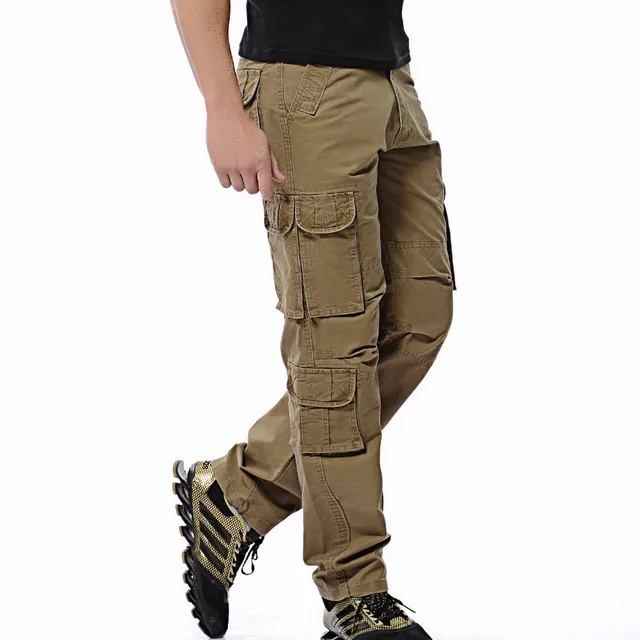 Men Cargo Pants Mens Loose Army Tactical Pants Multi-pocket Trousers ...