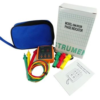

SM852B Phase Sequence Tester Indicator 3 Phase Rotation Tester Digital Phase Indicator Detector LED Meter 60V~600VAC Buzzer Bag