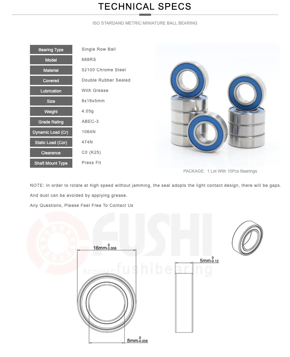 Rolamentos de esferas para carro elétrico RC,