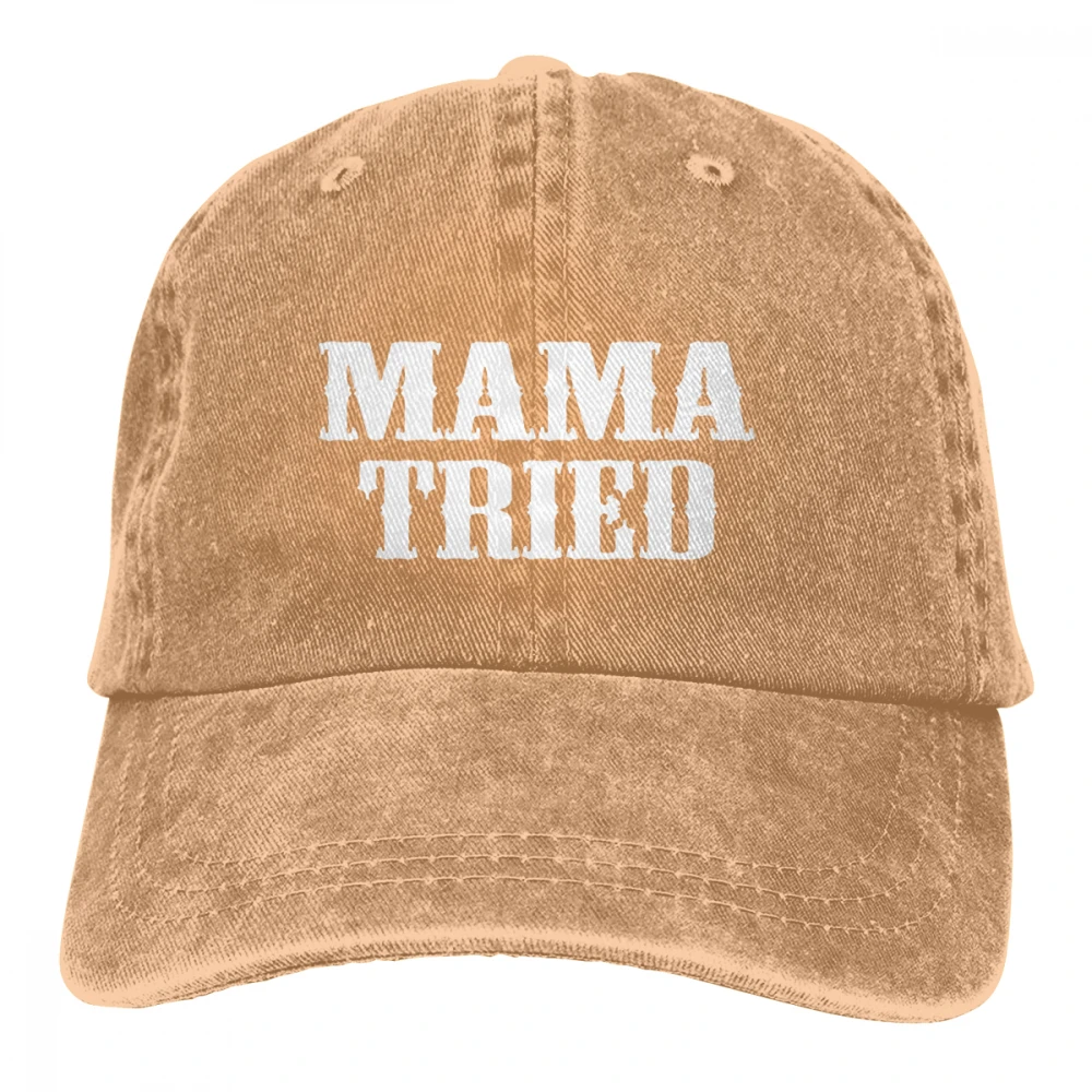 Mama Tried Casquette черные унисекс Мужские Женские джинсовые бейсболка с ремешком кепки Регулируемая шляпа для гольфа папа - Цвет: Хаки
