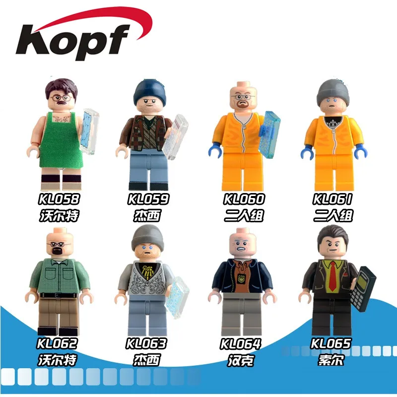 

Super Heroes Breaking Bad Walter White Jesse Pinkman Hank Schrader Saul Goodman Bricks Building Blocks Children Gift Toys KL9009