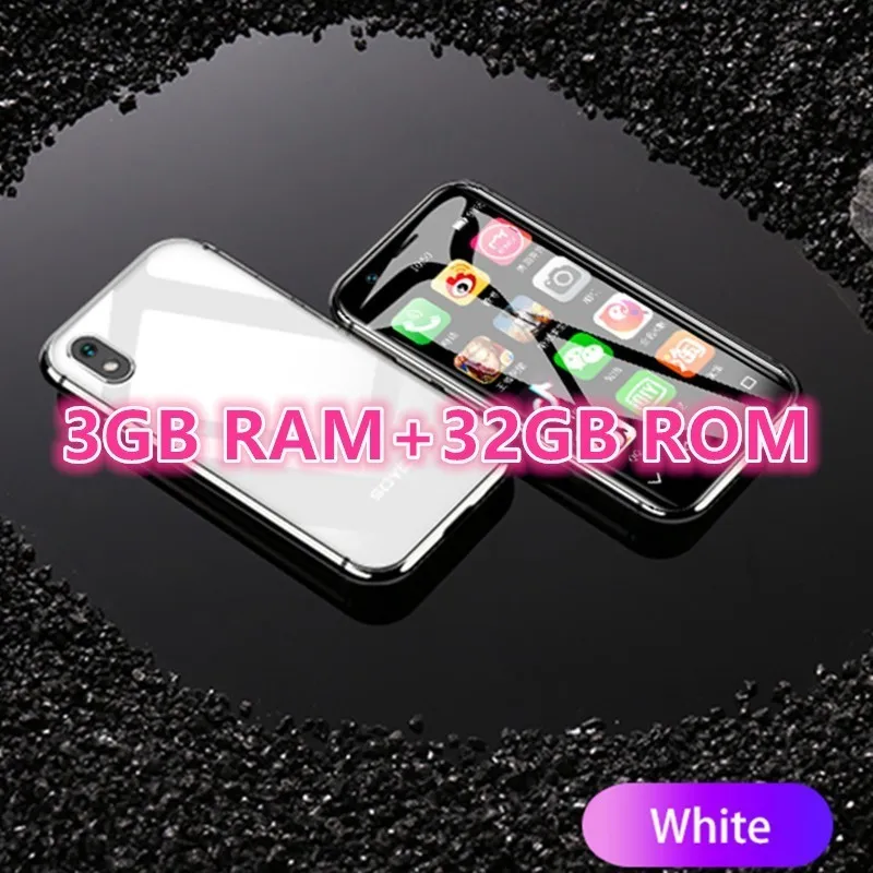 White 3GB RAM Модный SOYES XS супер мини телефон Смартфон Android 6,0 3 ''Dual Sim четырехъядерный стеклянный корпус маленький 4G LTE мини мобильный телефон - Цвет: White 3GB RAM
