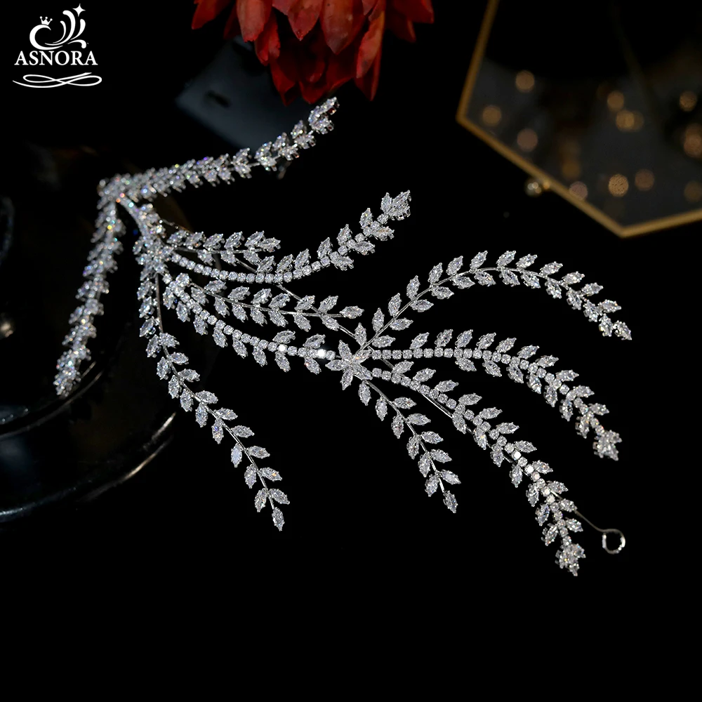 ASNORA Fashion Cubic Zirconia Bridal Headdress Wedding Hair Accessories Dinner Party Side Soft Hair Band Accessories A01031