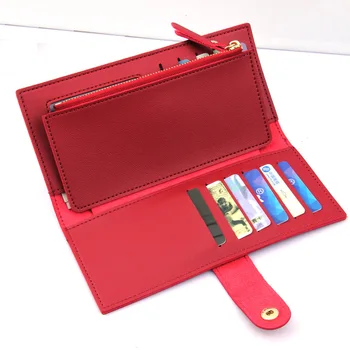 

New Long Wallet Women Purses Fashion Coin Purse Card Holder High Quality Clutch Money Phone Bag PU Leather Organizer Solid Black