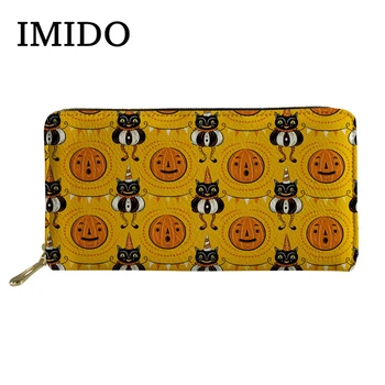 

Women Purses& Wallets Halloween Cats Animal Print Ladies Long Zip Wallet Ladies Clutch Purse Wallet Credit Card Notecase