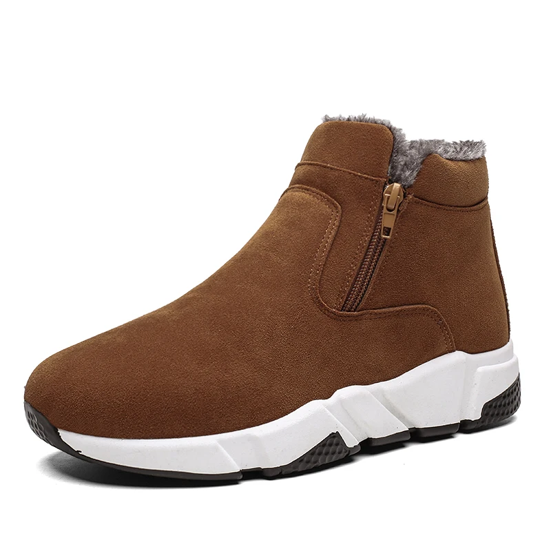 KATESEN/мужские ботинки; зимние мужские теплые ботинки из толстого плюша; зимняя теплая нескользящая обувь; Модные ботильоны; мужские ботинки; botas hombre - Цвет: brown  boots