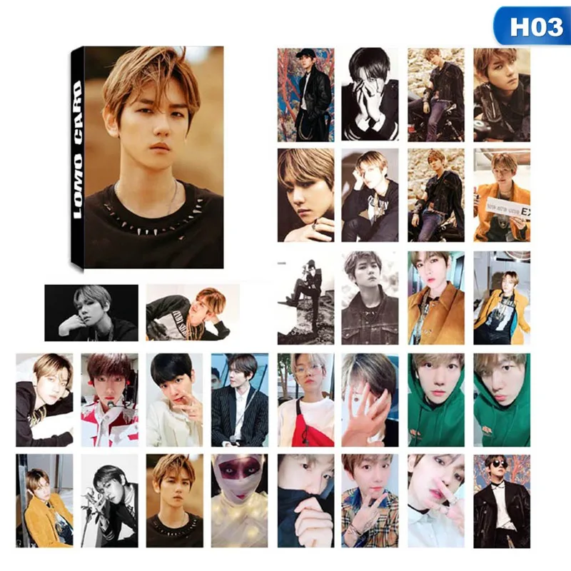 30 шт./компл. альбом KPOP EXO самодельная бумага Lomo карта фото плакат в виде карты игрушек, для подарка, для фанатов Канцелярский набор - Цвет: H03