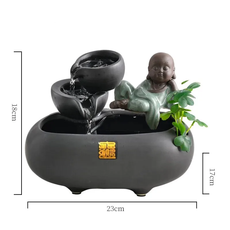 Ceramic Water Fountain Ornament Home Decoration Living Room Little Monk Feng Shui Waterscape Office Desktop Humidification Gifts - Цвет: B