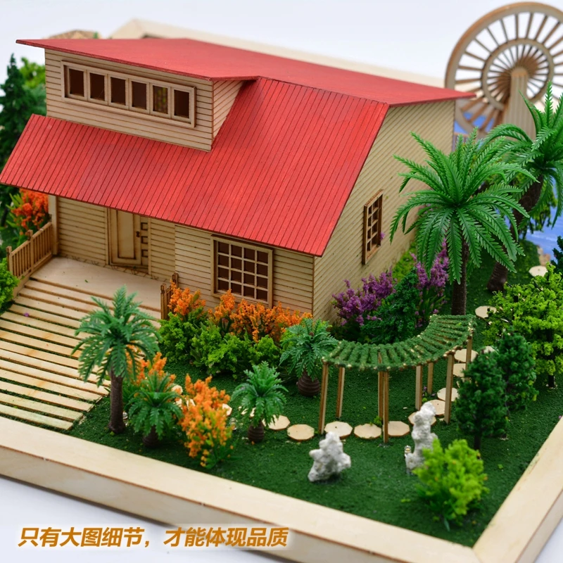 

DIY Hand assemble model sand take building material sence House Vacation Villa for microscopic model