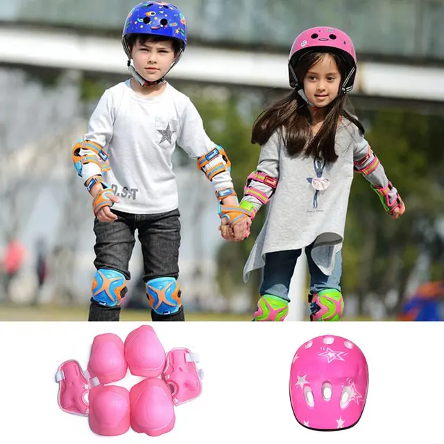 7PCS/SET Universal Children Kids Protective Gear Set Comfortable Scooter Skate Roller Cycling Knee Pads Elbow Pads Set 6