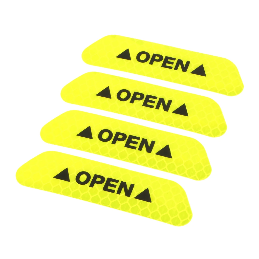 4 Pieces Car Door Open Sticker Reflective Safety Warning Auto Decal Film Easy to Clean 93*25mm 