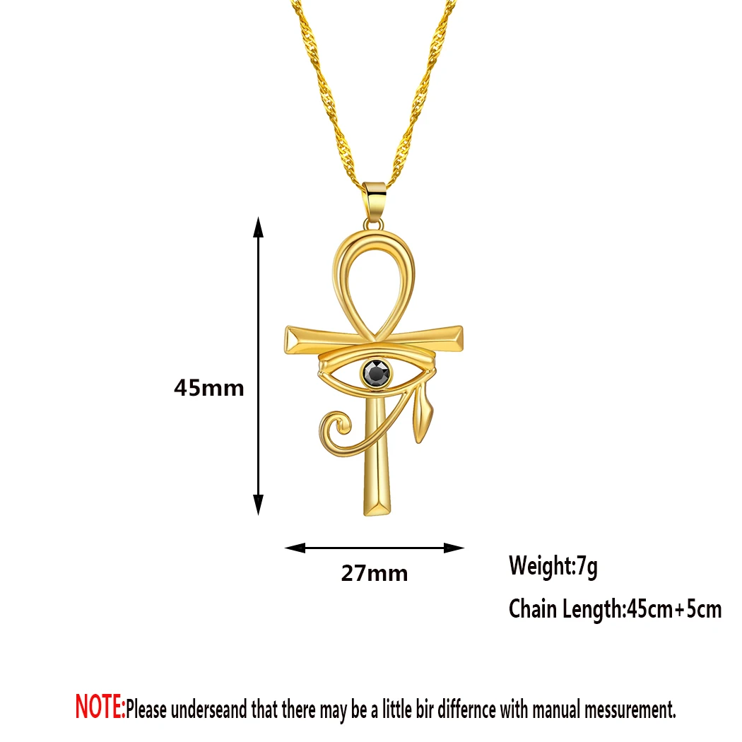 Viking Crystal EYE Cross Ankh Necklace For Women Men Amulet Religion Punk Vintage Jewelry Evil Eye Golden Chains Necklaces - Image 6