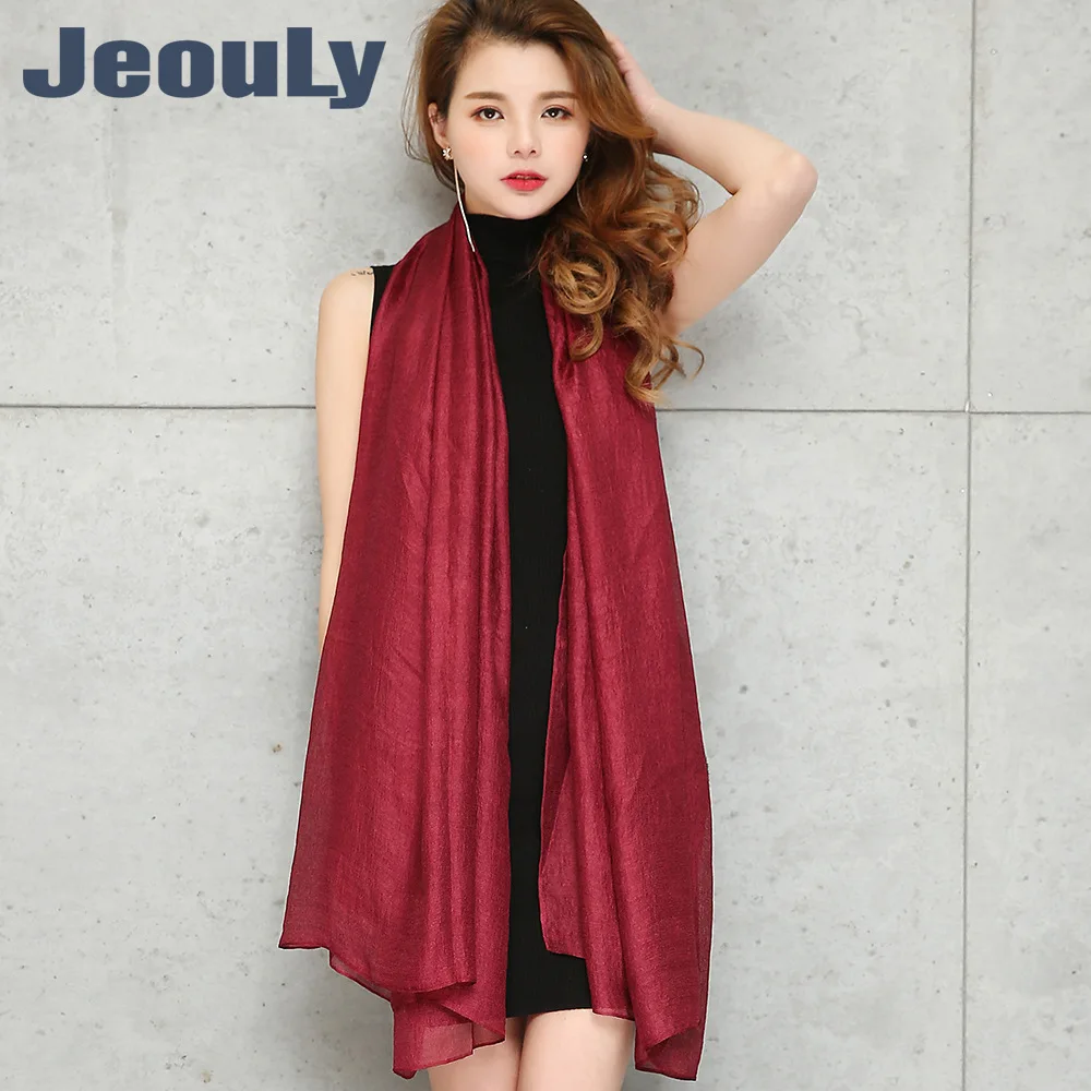

Spring And Summer Solid Color Linen Scarf Women's Imitated Silk Fabric Pearl Light Candy-Colored Viscose Silk Scarves Sun-resist
