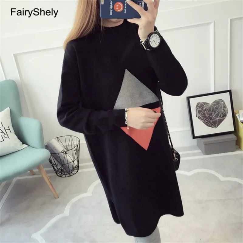 FairyShely, повседневный кашемировый свитер для женщин, зима, теплый джемпер для девочек, Свободный Длинный свитер, вязаный пуловер, Топ для женщин