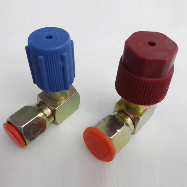 A/C 90 degree 3/8 High 7/16 Low Side Adapter Fitting R12 to R134a Quick Connect
