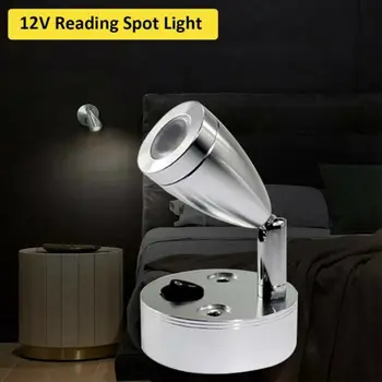 

6000K LED Spot light Caravan For Boat Aluminum Silver 1.W Button Switch Reading lamps