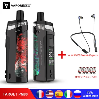 

Original Vaporesso TARGET PM80 POD Vape Electronic Cigarette Kit with Built-in 2000mAh battery GTX MESH 0.2&0.3ohm Coil Core