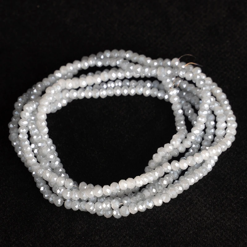 White 2x3mm 140pcs Rondelle Austrian Faceted Glass Beads Round Bulk Spacer for DIY Bracelet Necklace Jewellery Making | Украшения и