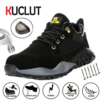 

Kuclut 2020 Anti Slip And Wear Resistant Sports Shoes Anti Puncture Steel Toe Work Shoes Breathable Light Elastic Men's Shoes