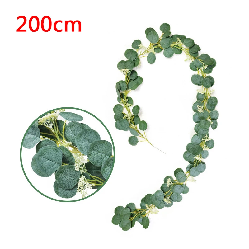 

2M Artificial Eucalyptus Garland Long Silver Dollar Leaf Plants Wedding Decor 1x